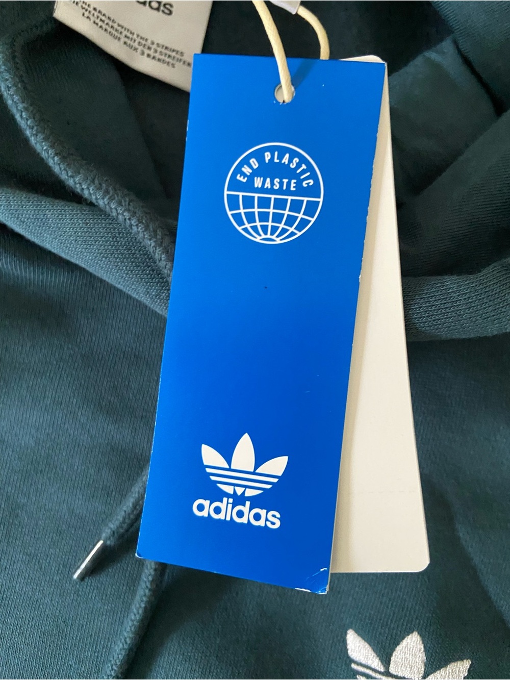 NWT - Adidas Men's Arctic Night Teal Hoodie Sweatshirt - Trefoil Logo - Large - Picture 14 of 14